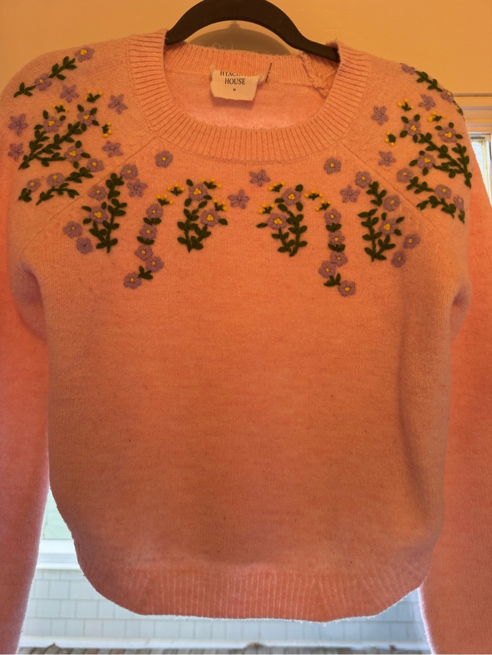 House of Holland Pink Embroidered Crewneck Sweater